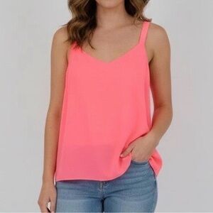 Lilly Pulitzer Pink Nadia V-Neck Camisole - Wide Straps L